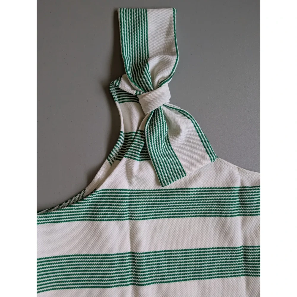 NWT Anthropologie Bishop + Young One-Shoulder Tie Tank Sz XL Green Striped C3412 - Picture 4 of 7